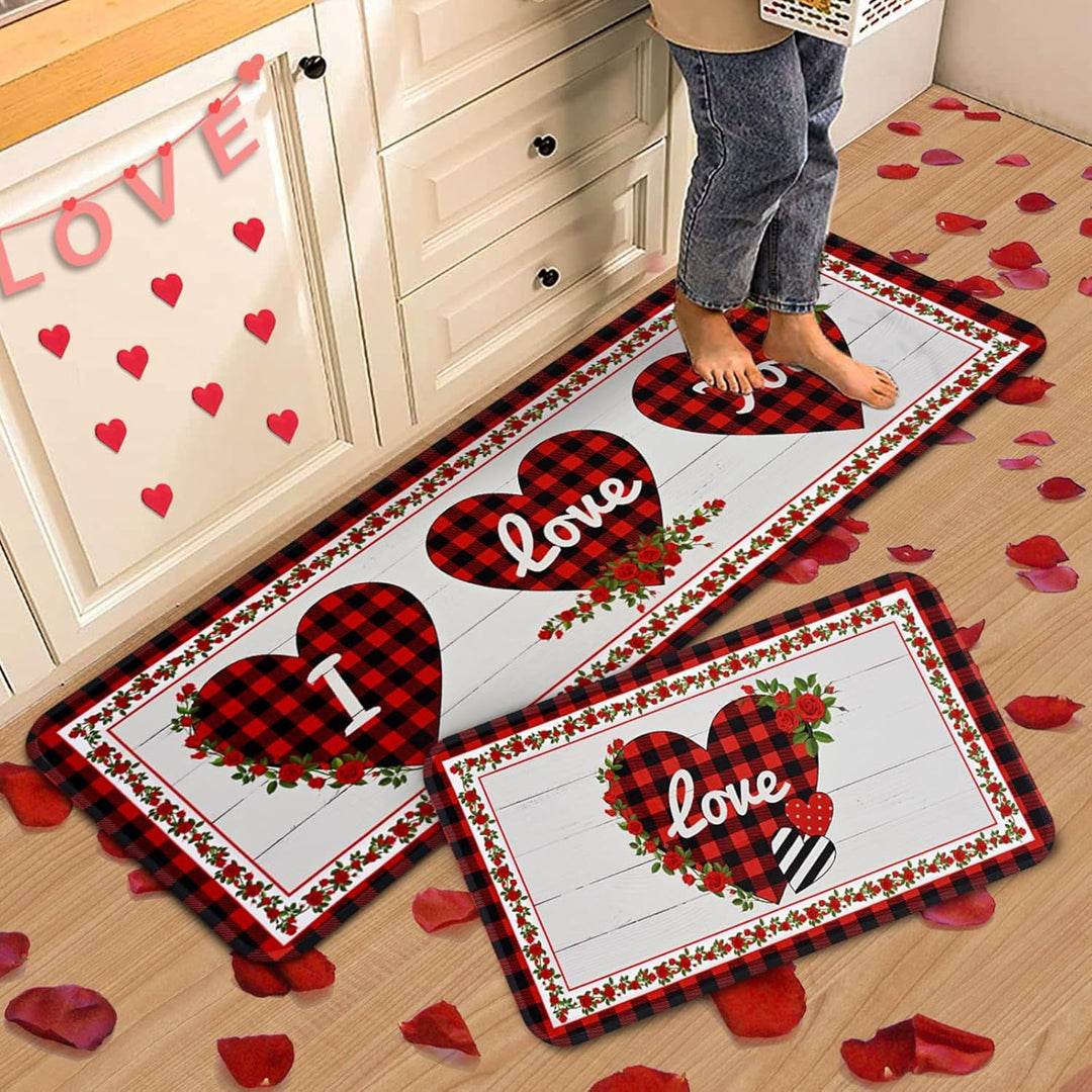 Heart-Themed Kitchen Runner Mat Kalsten