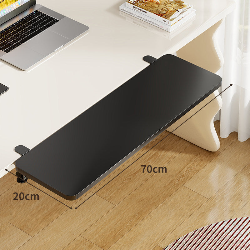 Under-Desk Bamboo Slide-Out Work Surface Clamp-Mounted Keyboard & Mouse Platform