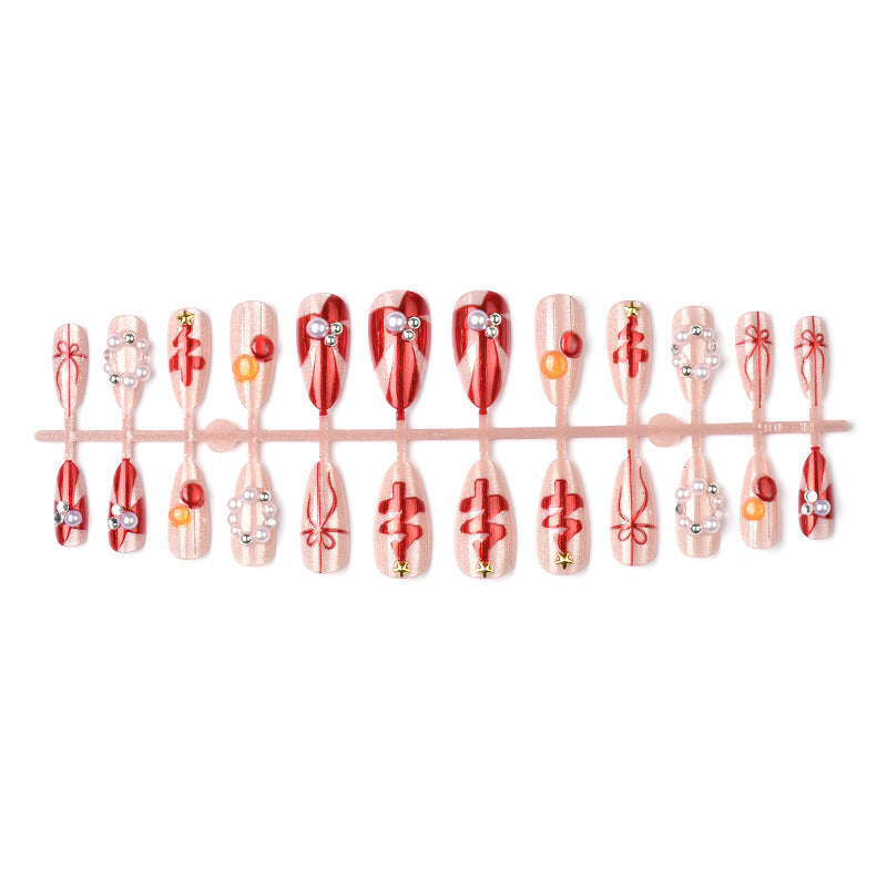 Festive Holiday Ornament Press-On Nail Art Set