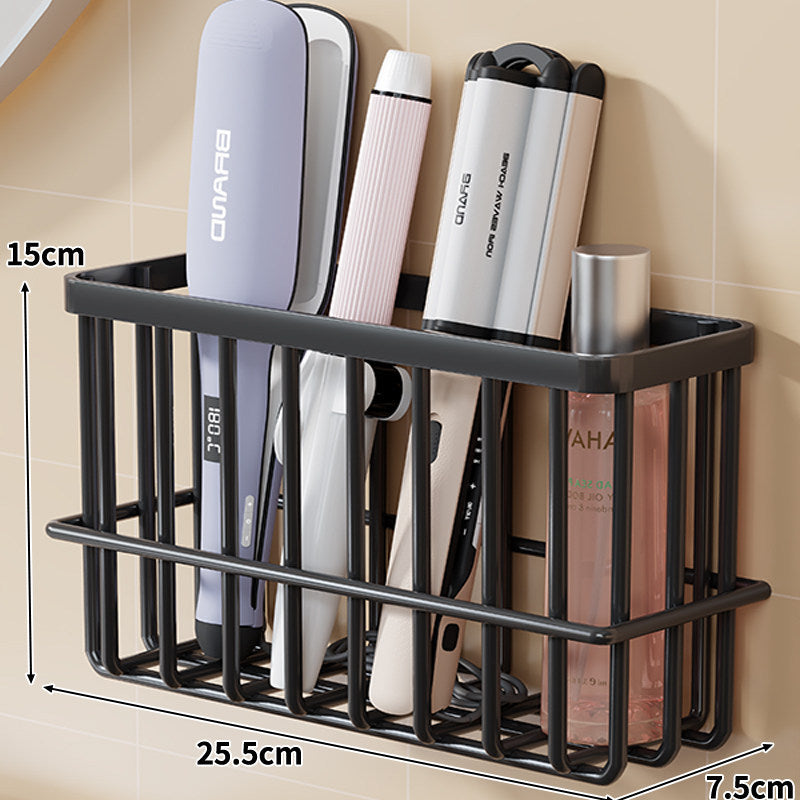 Wall-Mounted Hair Tool Organizer Basket for Flat Irons and Curling Wands
