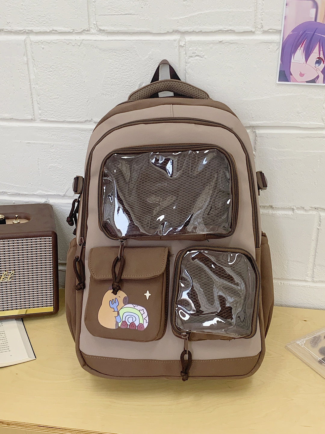 Cute Character-Themed Multi-Pocket School Backpack