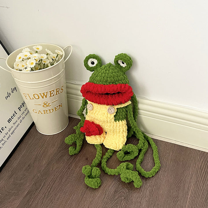 Playful Frog-Themed Crochet Backpack