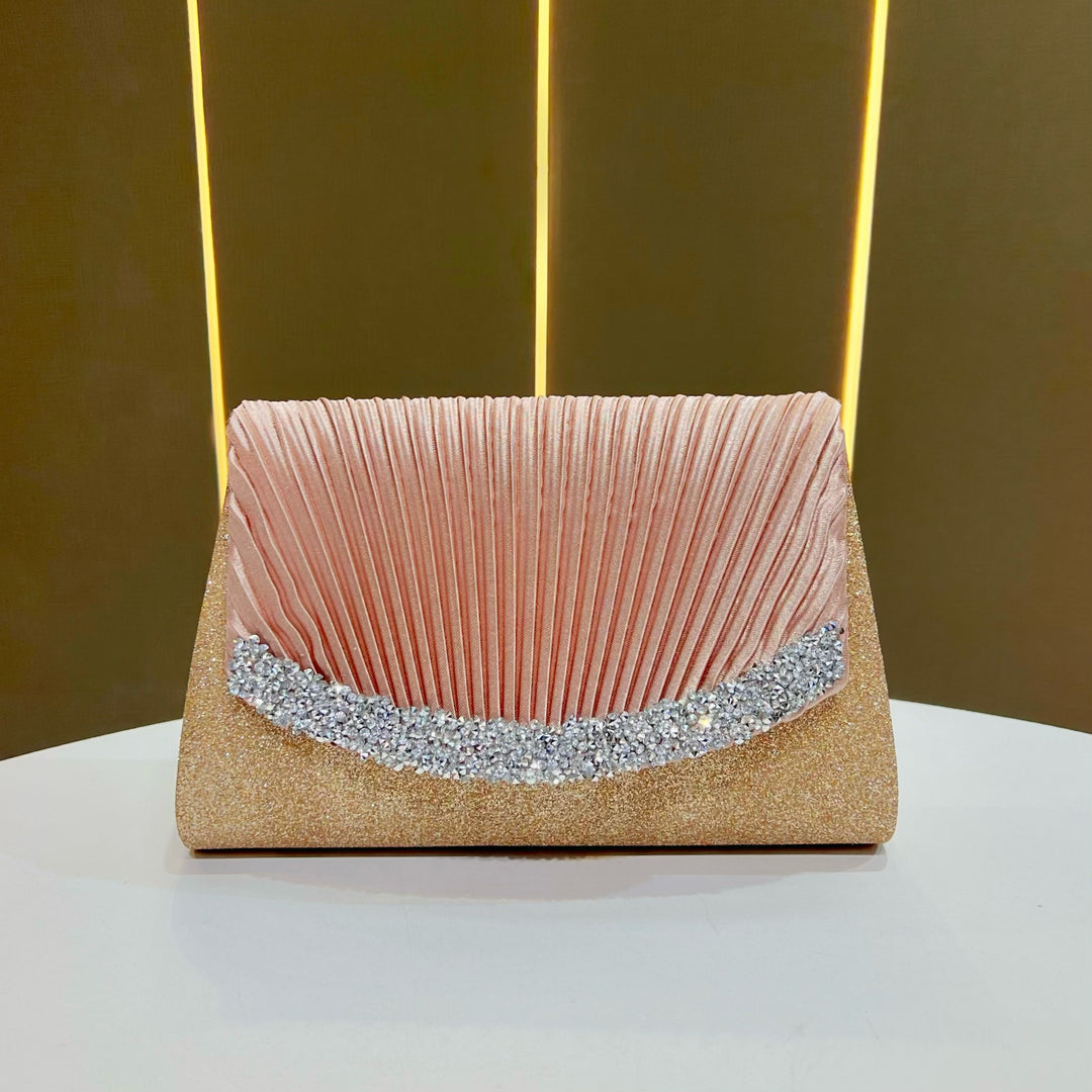 Pleated Satin Evening Clutch