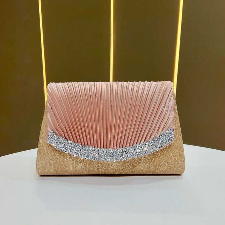 Pleated Satin Evening Clutch
