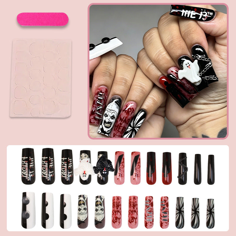 Halloween artificial nail set with creepy motifs and extravagant designs Kalsten