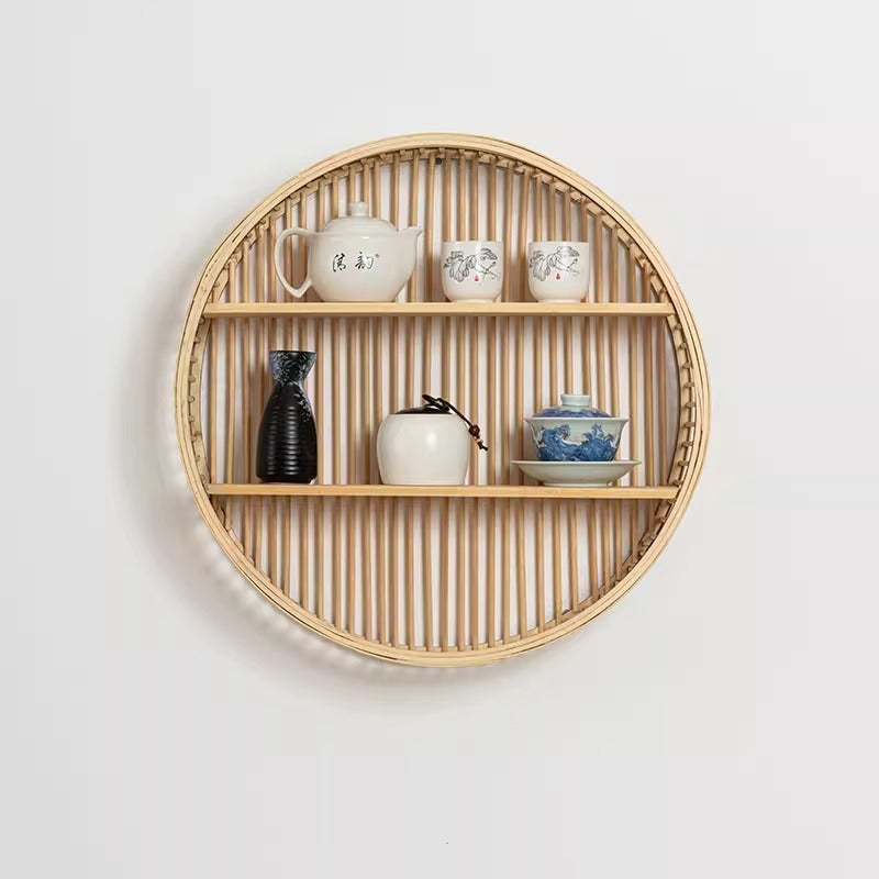 Round Wall Shelf Made of Natural Rattan Kalsten