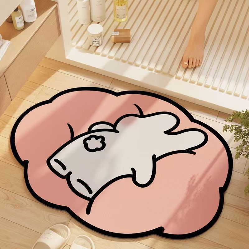 Whimsical Cat-Themed Bath Mat Kalsten