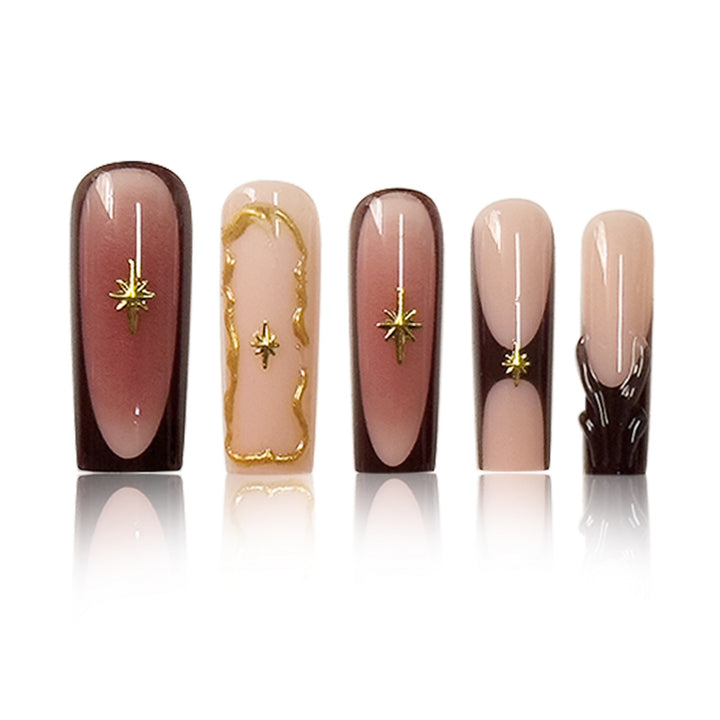 Luxurious Statement Stiletto Press-On Nails with Gold Accents Kalsten