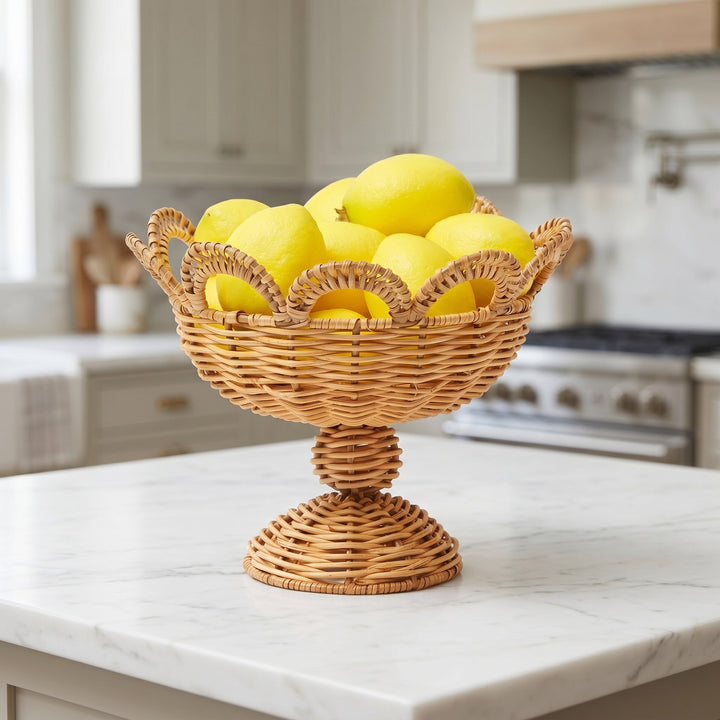 Elegant round decorative basket in floral design Kalsten