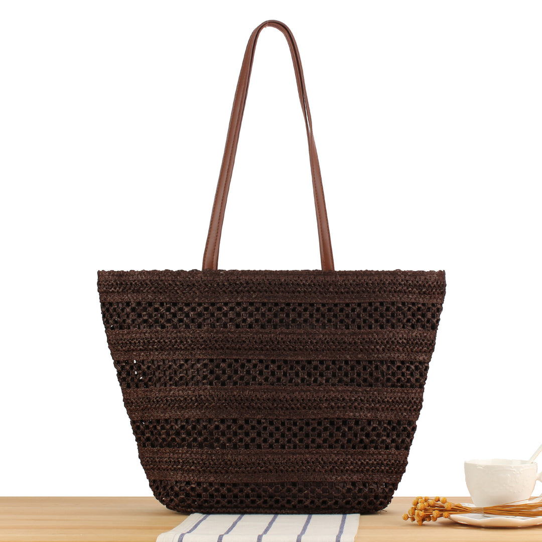 Elegant Bast Beach Bag with High-Quality Faux Leather Handles Kalsten