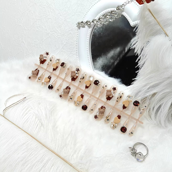 Artificial nails with charming animal and glitter design Kalsten