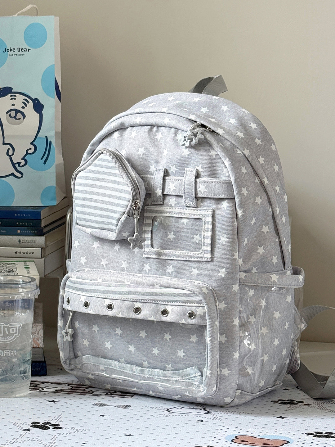 Stylish Multi-Pocket Clear Panel Backpack Kalsten