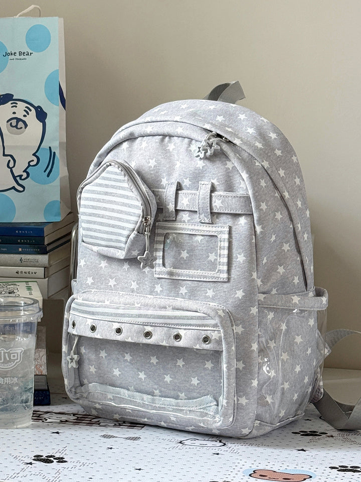Stylish Multi-Pocket Clear Panel Backpack Kalsten