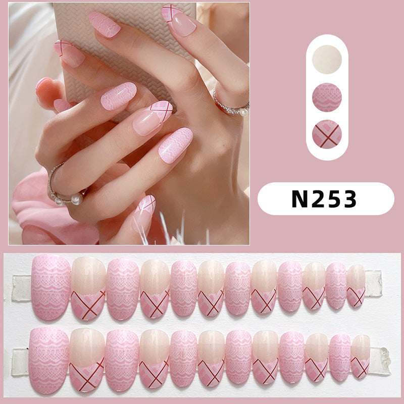 Elegant Lace and Geometric Design Press-On Nails