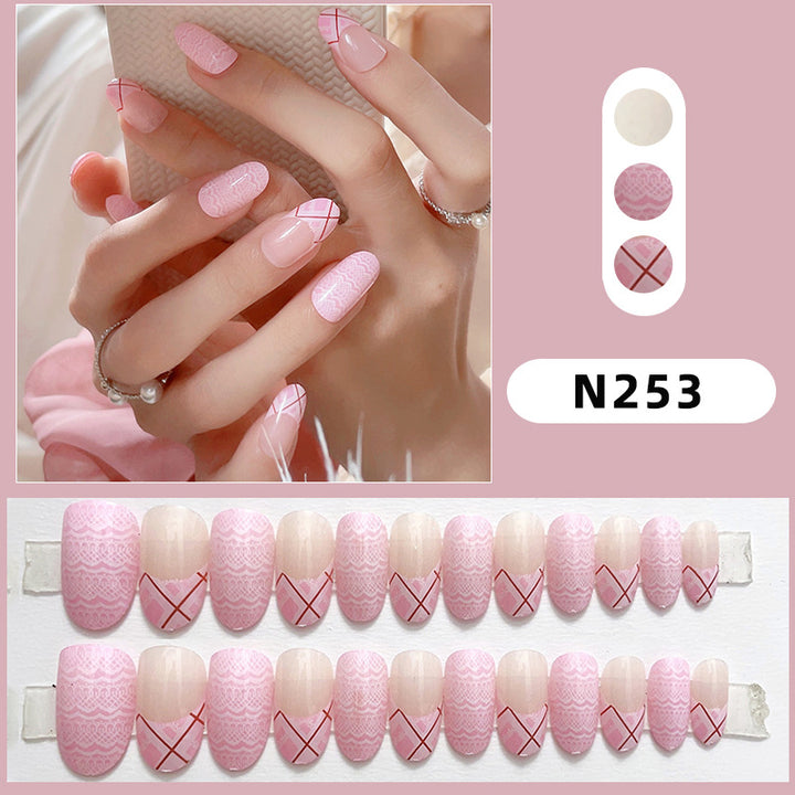 Elegant Lace and Geometric Design Press-On Nails