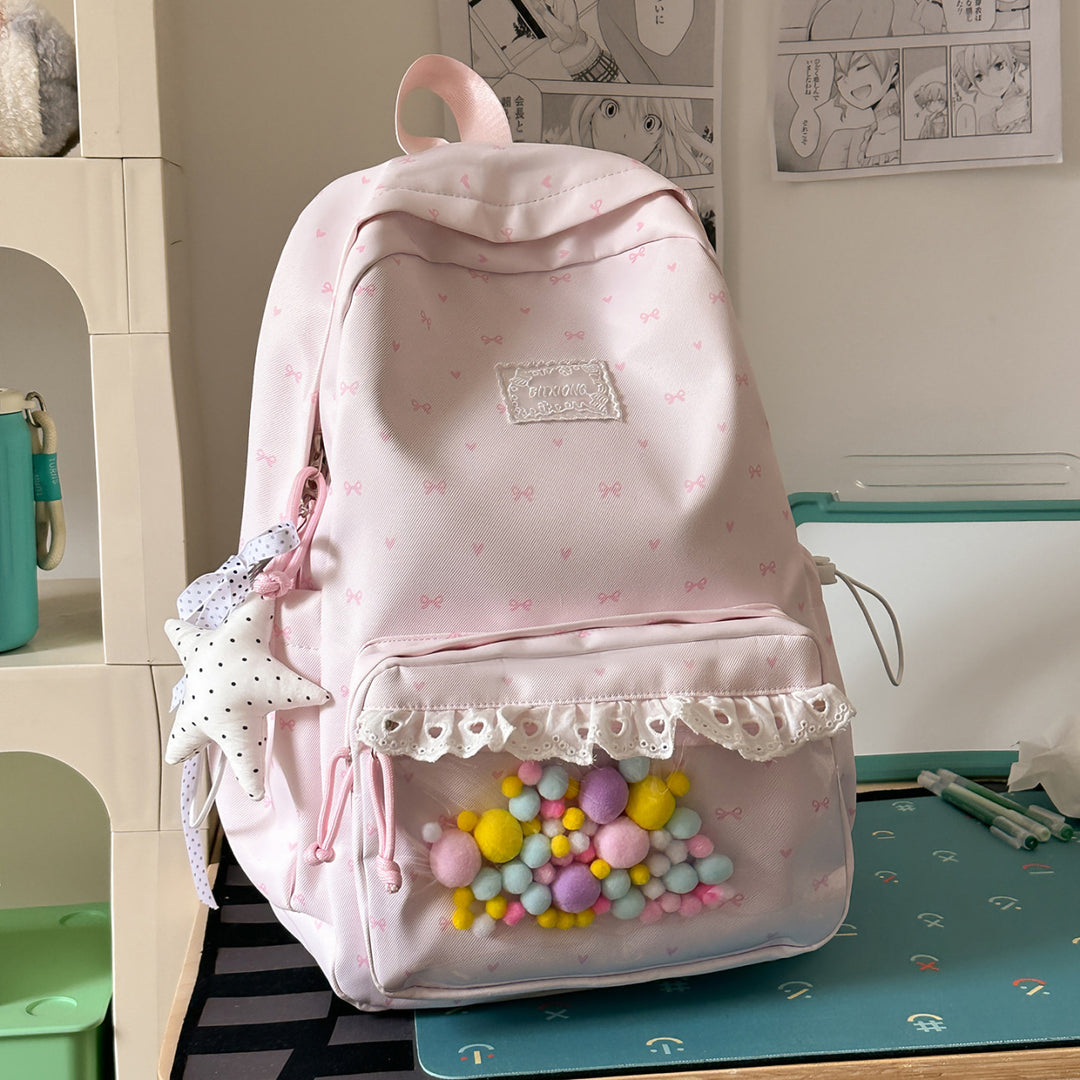Cute Bow-Embellished Casual Backpack Kalsten