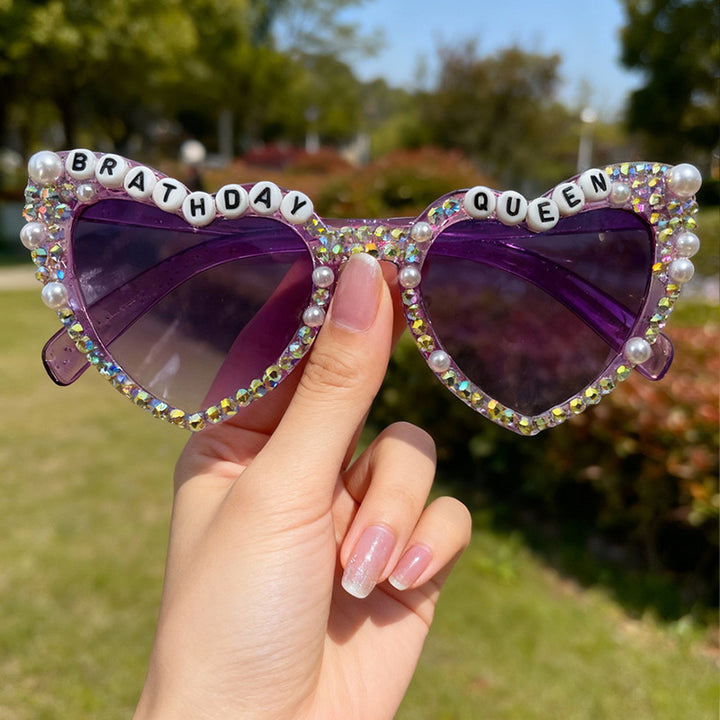 Decorative Rhinestone-Embellished Heart Sunglasses Kalsten