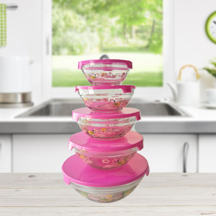 Ladies Storage Bowls Set with Colorful Flamingo Motifs Kalsten