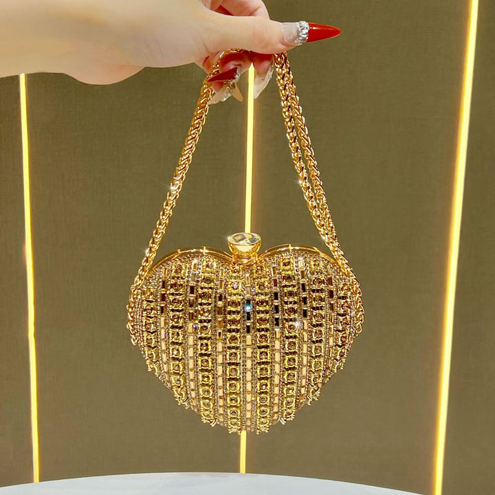 Rhinestone-Studded Heart Clutch