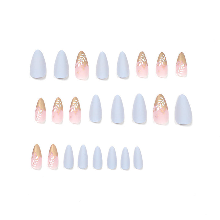 Artificial Stiletto Nails with Elegant Leaf Design Kalsten