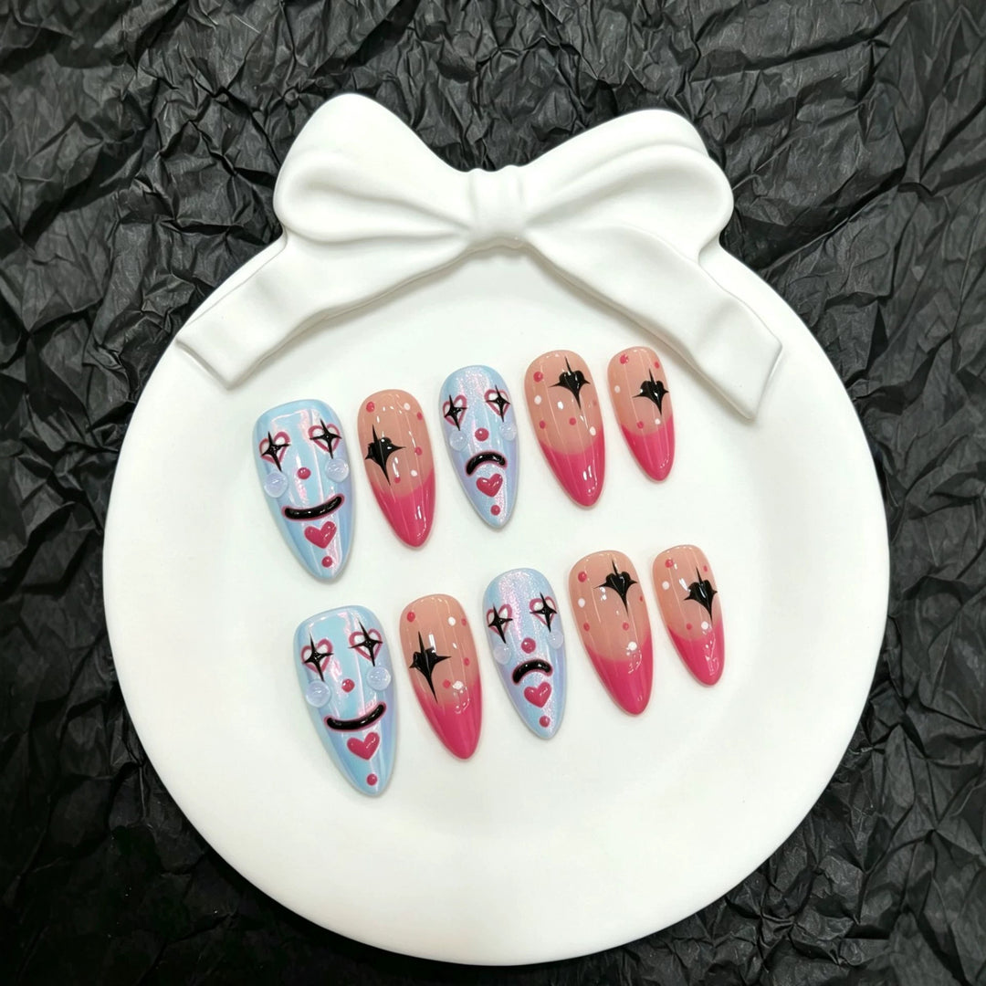 Creative Clown-Inspired Press-On Nails Set