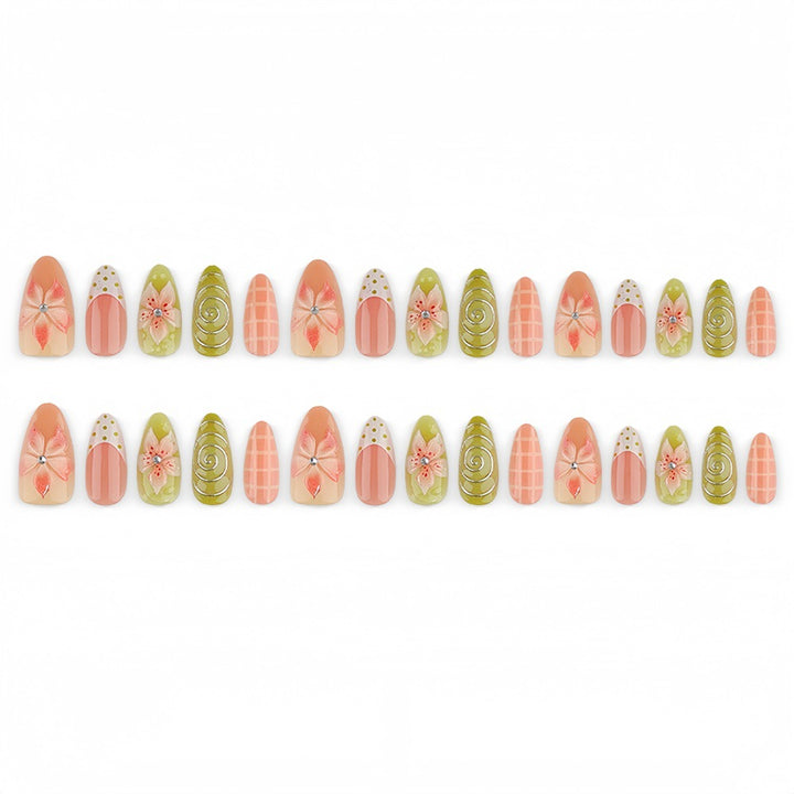 Artificial Nails in Floral Flower Design Kalsten