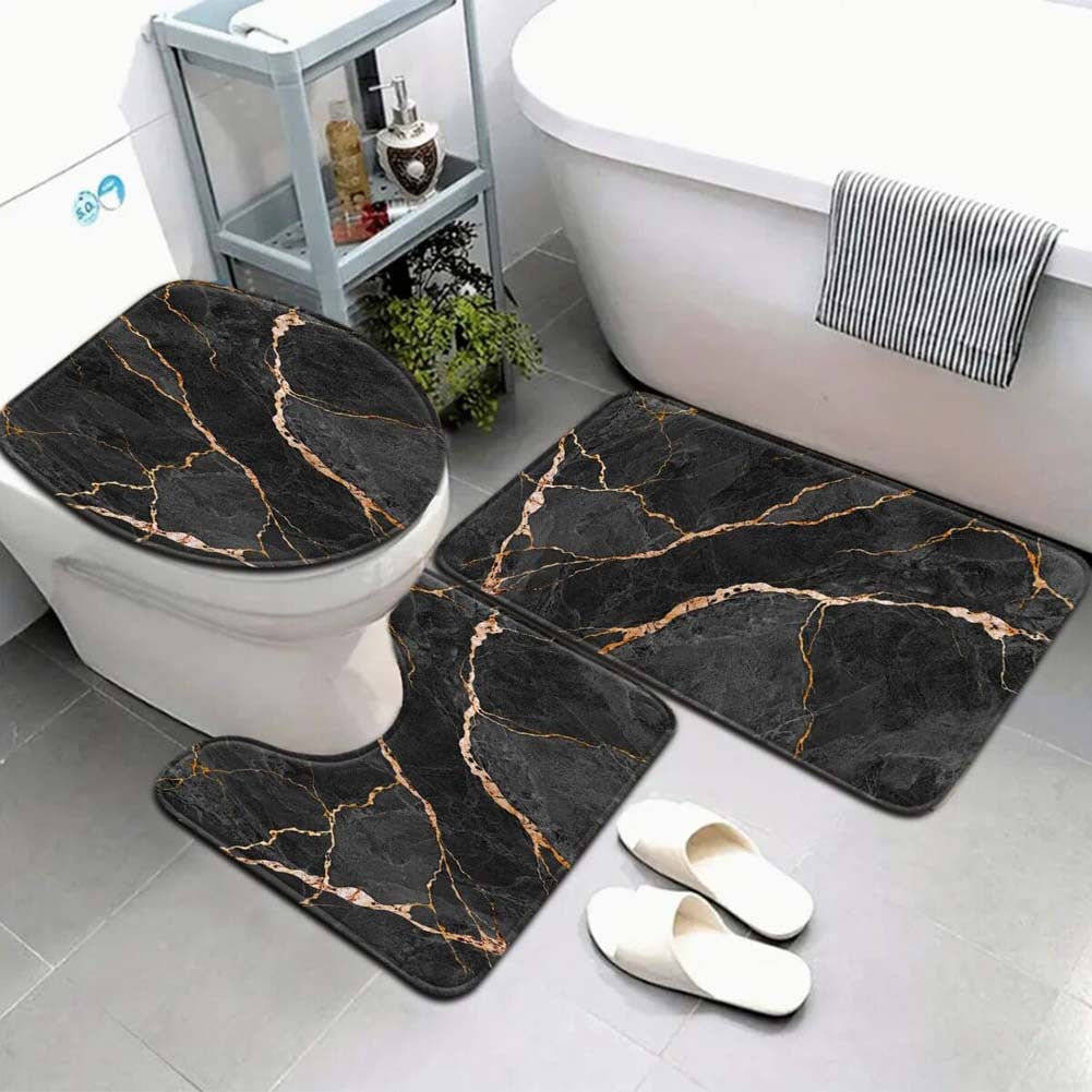 Artistic Marble Print Bath Mat Set