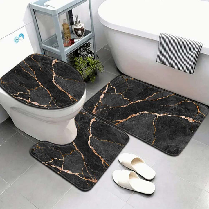 Artistic Marble Print Bath Mat Set
