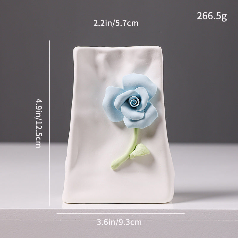 Decorative Floral Relief Ceramic Vase Kalsten