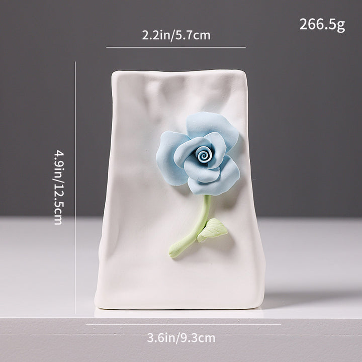 Decorative Floral Relief Ceramic Vase Kalsten