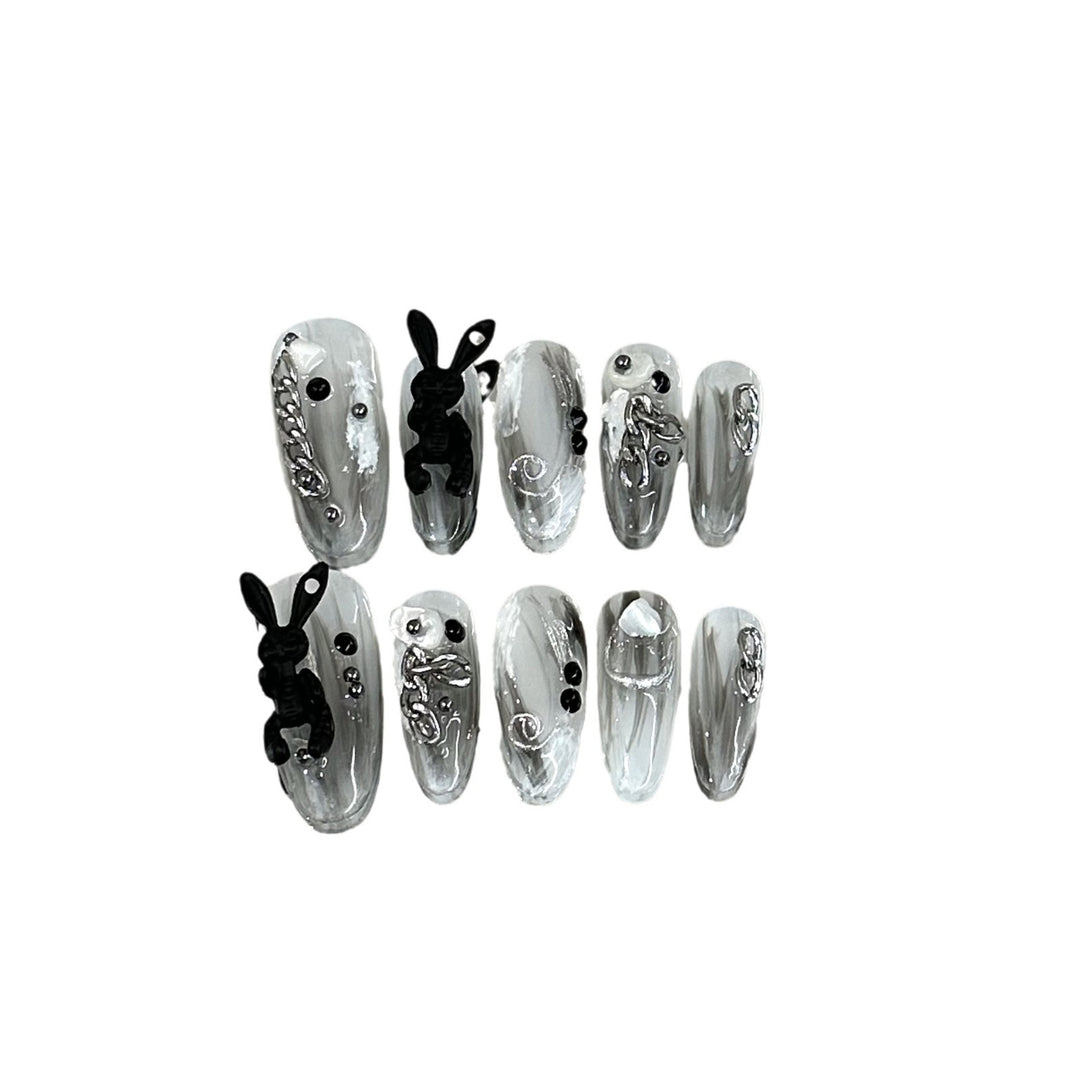 Artistic Bunny-Themed Press-On Nail Set