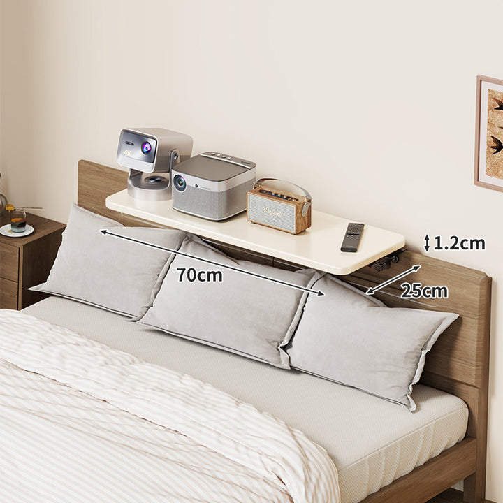 Headboard-Mounted Floating Bedside Shelf for Projectors and Devices