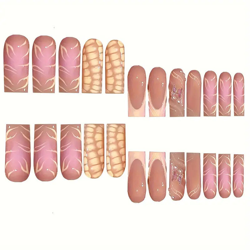 Chic 3D Floral Press-On Nail Art Kalsten