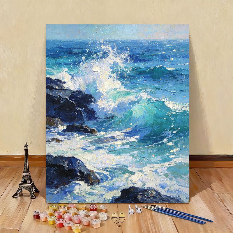 Ocean Wave Landscape Paint by Numbers Canvas Art Kit Kalsten