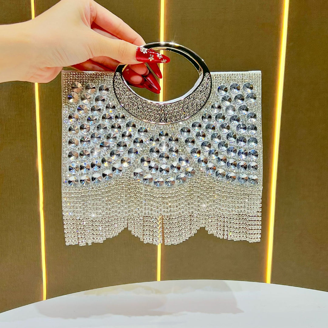 Rhinestone Fringe Evening Clutch