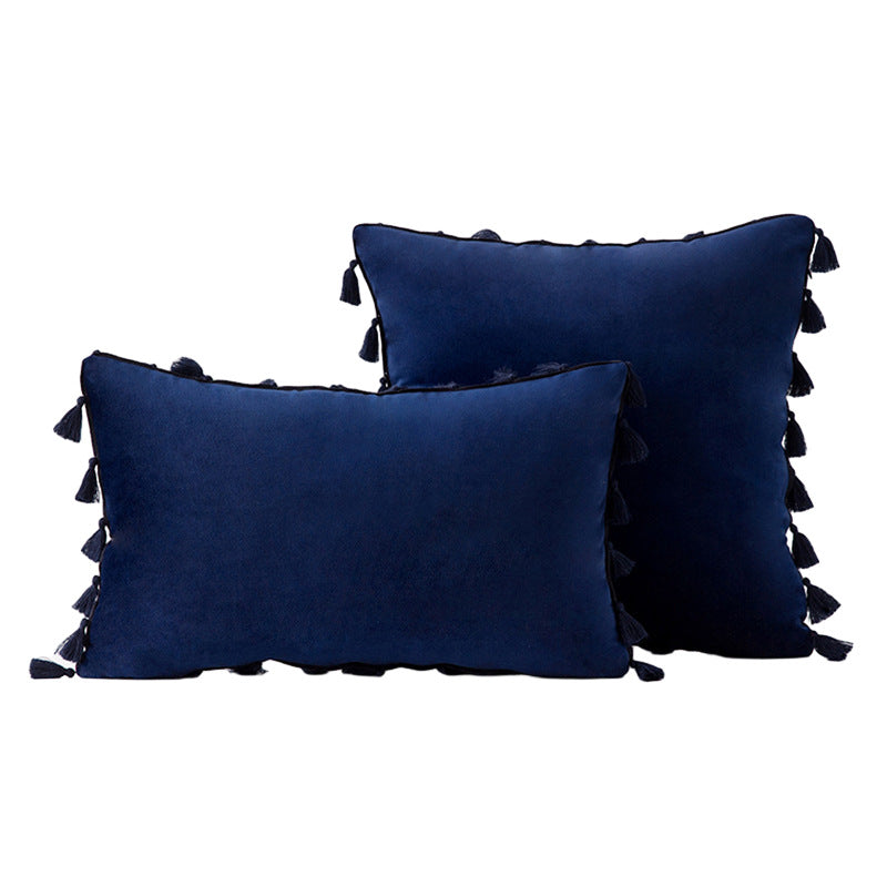 Velvet Tassel-Trim Square and Lumbar Decorative Pillow Set