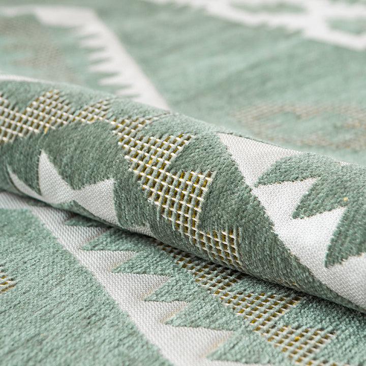 Sofa cover stretch throw with non-slip back coating and geometric ethnic pattern