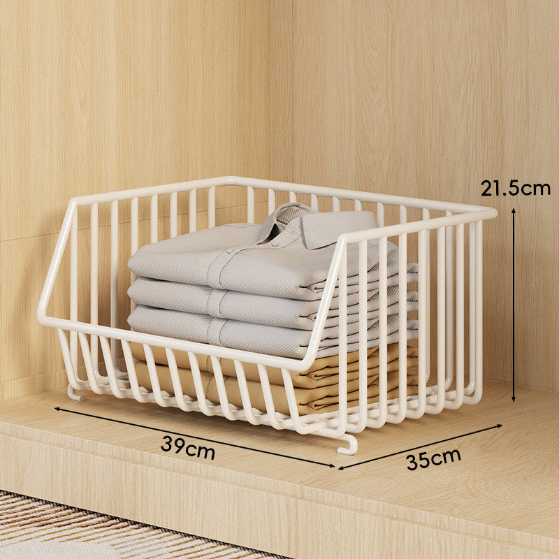 Three-Tier Stackable Wire Closet Basket Organizer