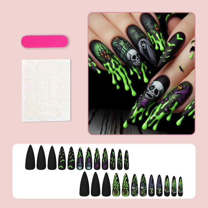Art nail set with unique spooky designs Kalsten