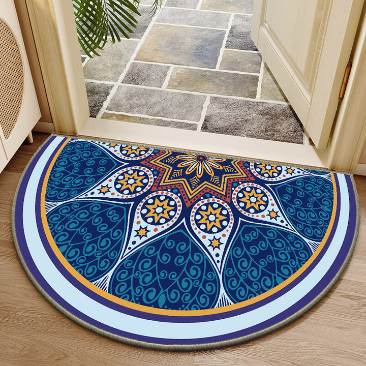 Elegant Round Floral Design Indoor Mat Kalsten