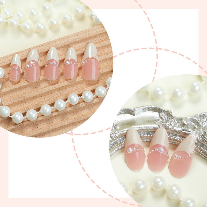 Elegant Ombre Press-On Nail Set with Pearl Accents Kalsten