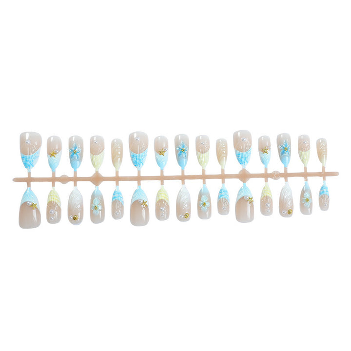 Artificial nail set with exquisite floral design and glitter accents Kalsten