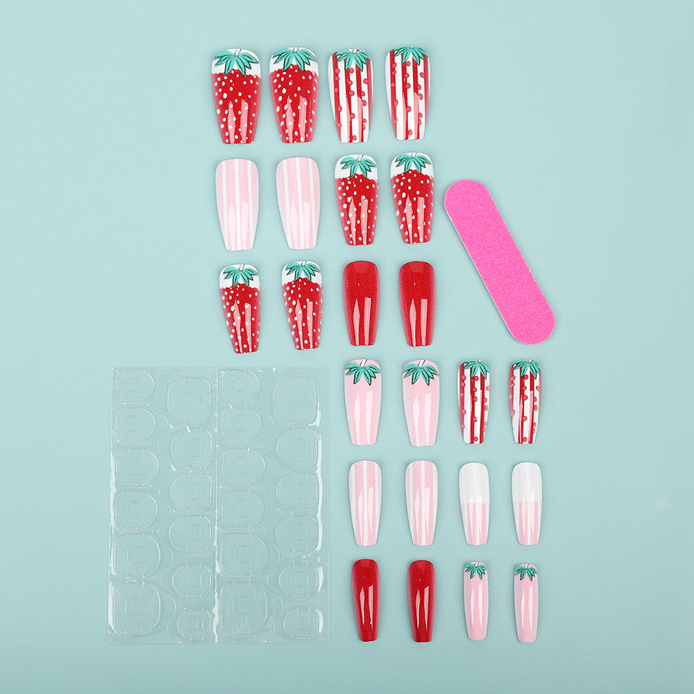 Artificial nails in romantic strawberry design Kalsten