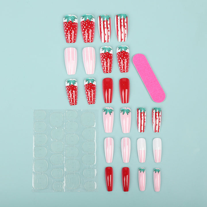 Artificial nails in romantic strawberry design Kalsten