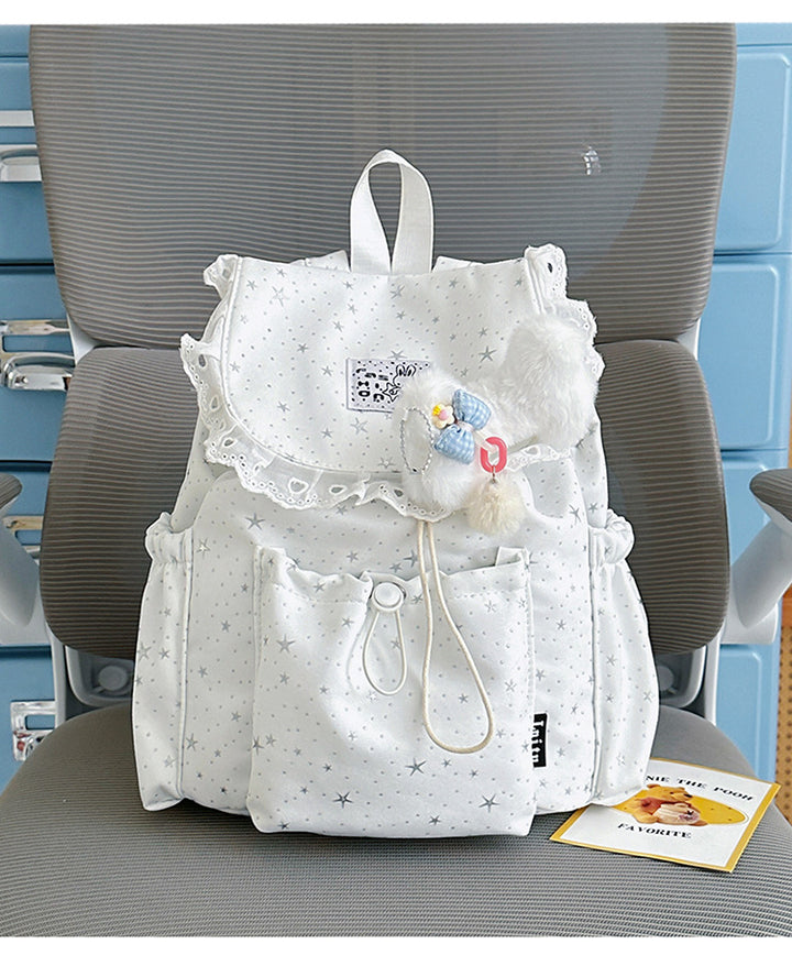 Star Print Ruffled Backpack Kalsten