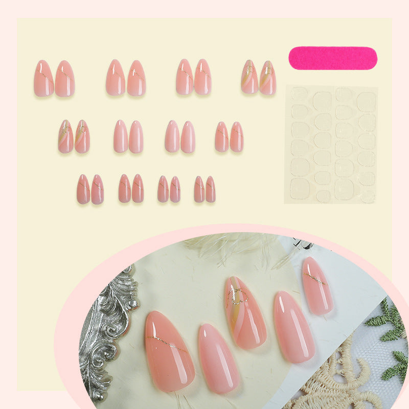 Elegant Press-On Nail Set with Gold Foil Accents Kalsten