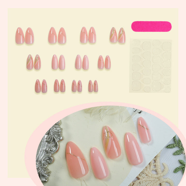 Elegant Press-On Nail Set with Gold Foil Accents Kalsten