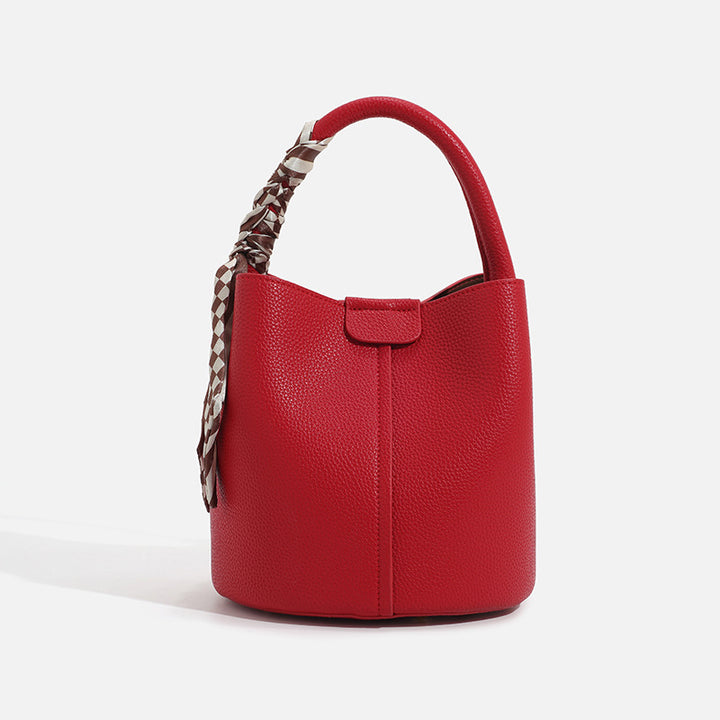 Chic Handheld Bucket Bag with Braided Accent