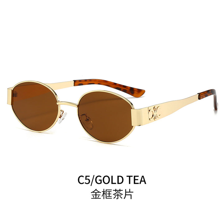 Women's designer sunglasses with elegant oval frame and unique accents Kalsten
