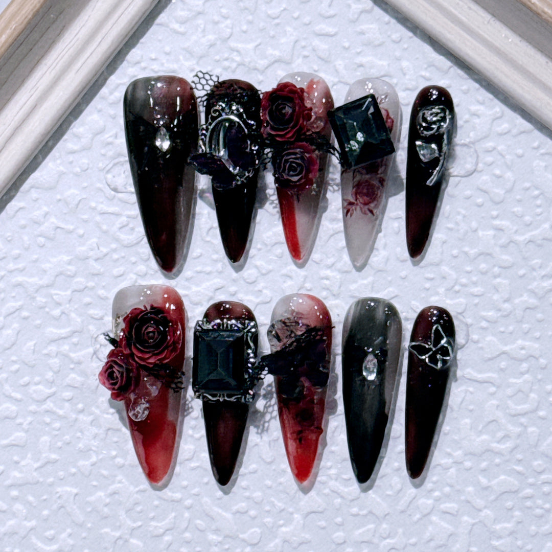 Intricately Designed Gothic Nail Art